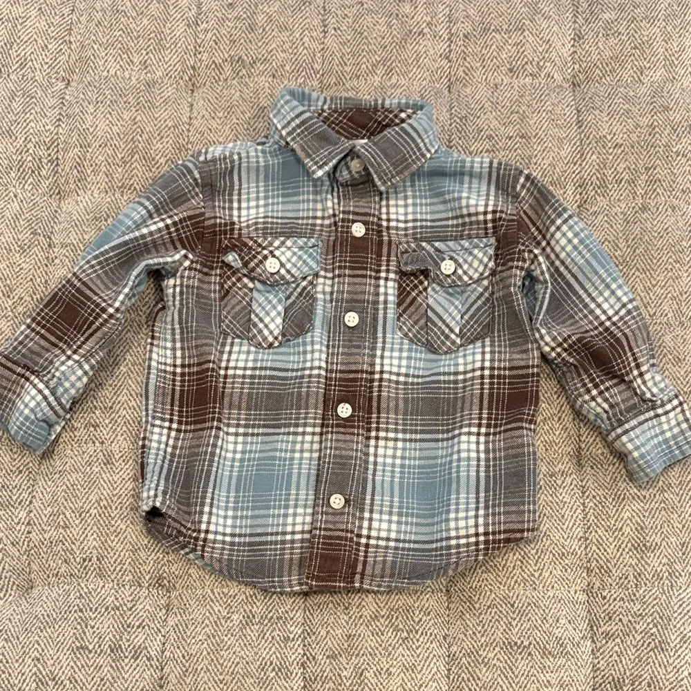 Gymboree plaid flannel button down shirt size 12-18 mths
